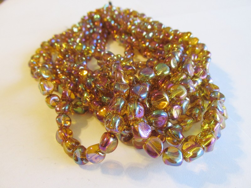 (image for) Topaz carnival glass nugget bead #1084